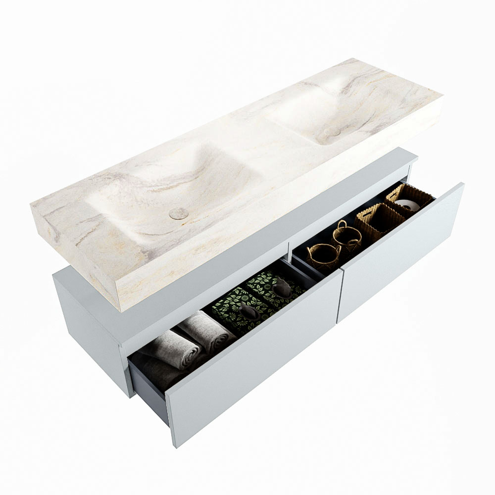 MONDIAZ ALAN-DLUX 150cm mueble de baño Clay 2 cajones. Lavabo CLOUD Doble 2 orificios color Ostra. 6 MONDIAZ ALAN-DLUX 150cm mueble de baño Clay 2 cajones. Lavabo CLOUD Doble 2 orificios color Ostra. - Imagen 6
