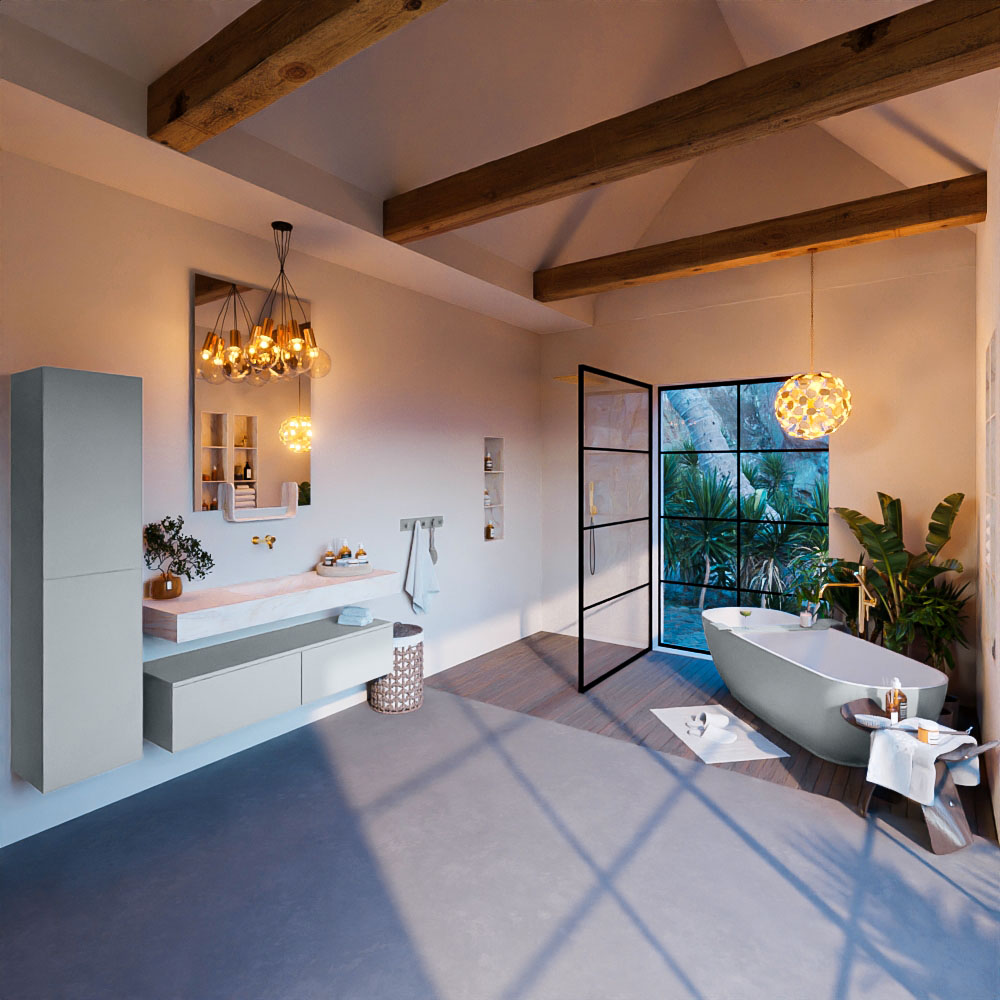 MONDIAZ ALAN-DLUX 130cm mueble de baño Clay 2 cajones. Lavabo CLOUD Centro sin orificios color Ostra. 3 MONDIAZ ALAN-DLUX 130cm mueble de baño Clay 2 cajones. Lavabo CLOUD Centro sin orificios color Ostra. - Imagen 3