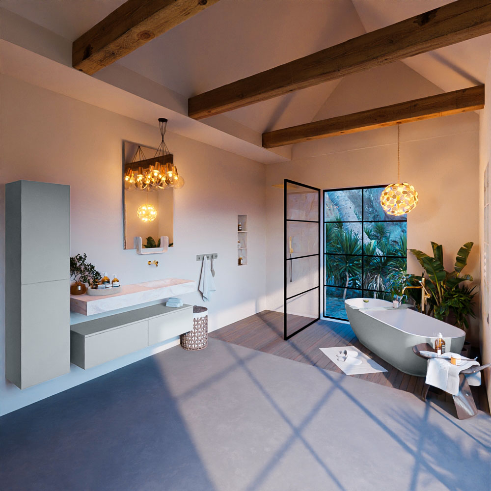 MONDIAZ ALAN-DLUX 130cm mueble de baño Clay 2 cajones. Lavabo CLOUD Derecho sin orificios color Ostra. 3 MONDIAZ ALAN-DLUX 130cm mueble de baño Clay 2 cajones. Lavabo CLOUD Derecho sin orificios color Ostra. - Imagen 3