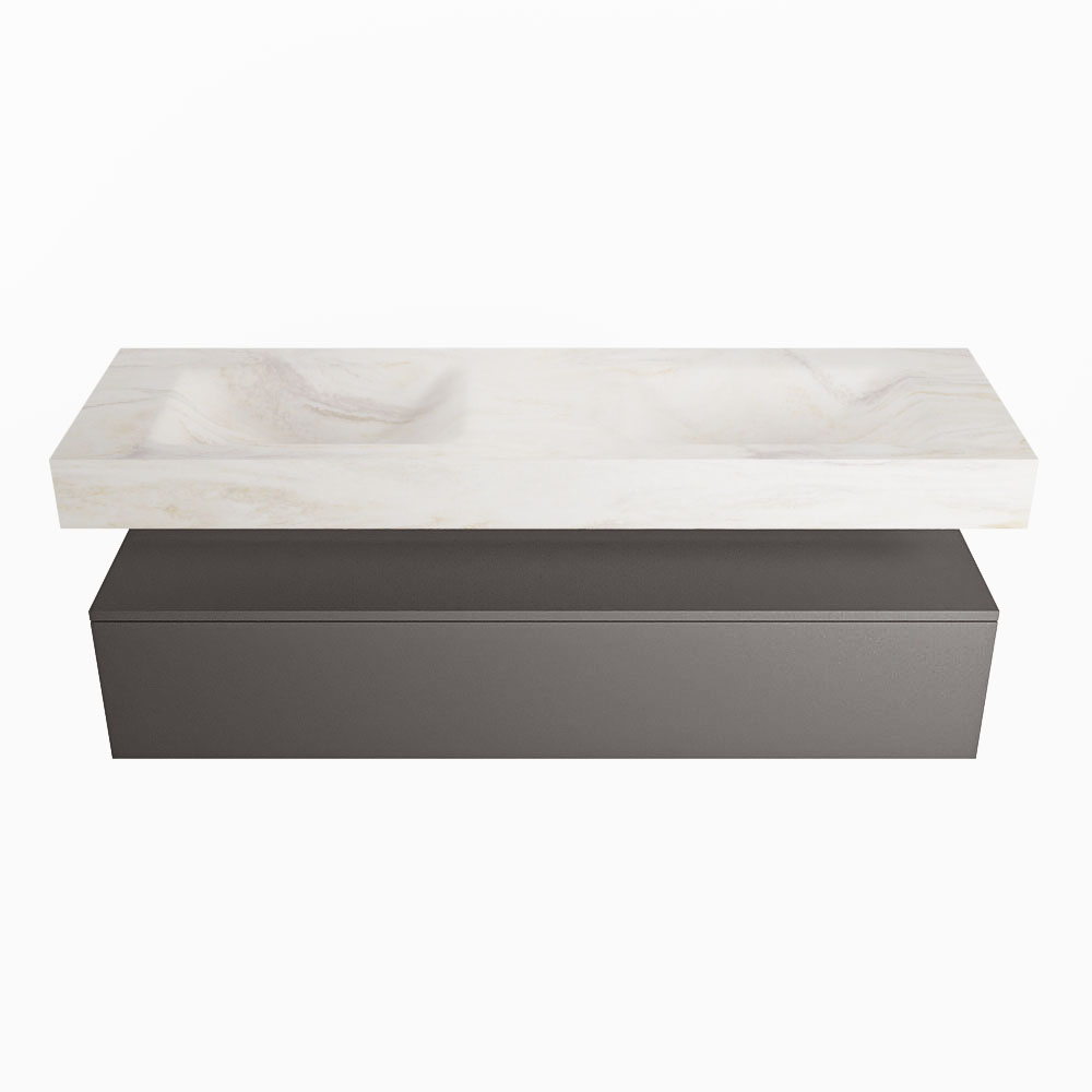 MONDIAZ ALAN-DLUX 150cm mueble de baño Dark Grey 1 cajón. Lavabo CLOUD Doble sin orificios color Ostra. 4 MONDIAZ ALAN-DLUX 150cm mueble de baño Dark Grey 1 cajón. Lavabo CLOUD Doble sin orificios color Ostra. - Imagen 4
