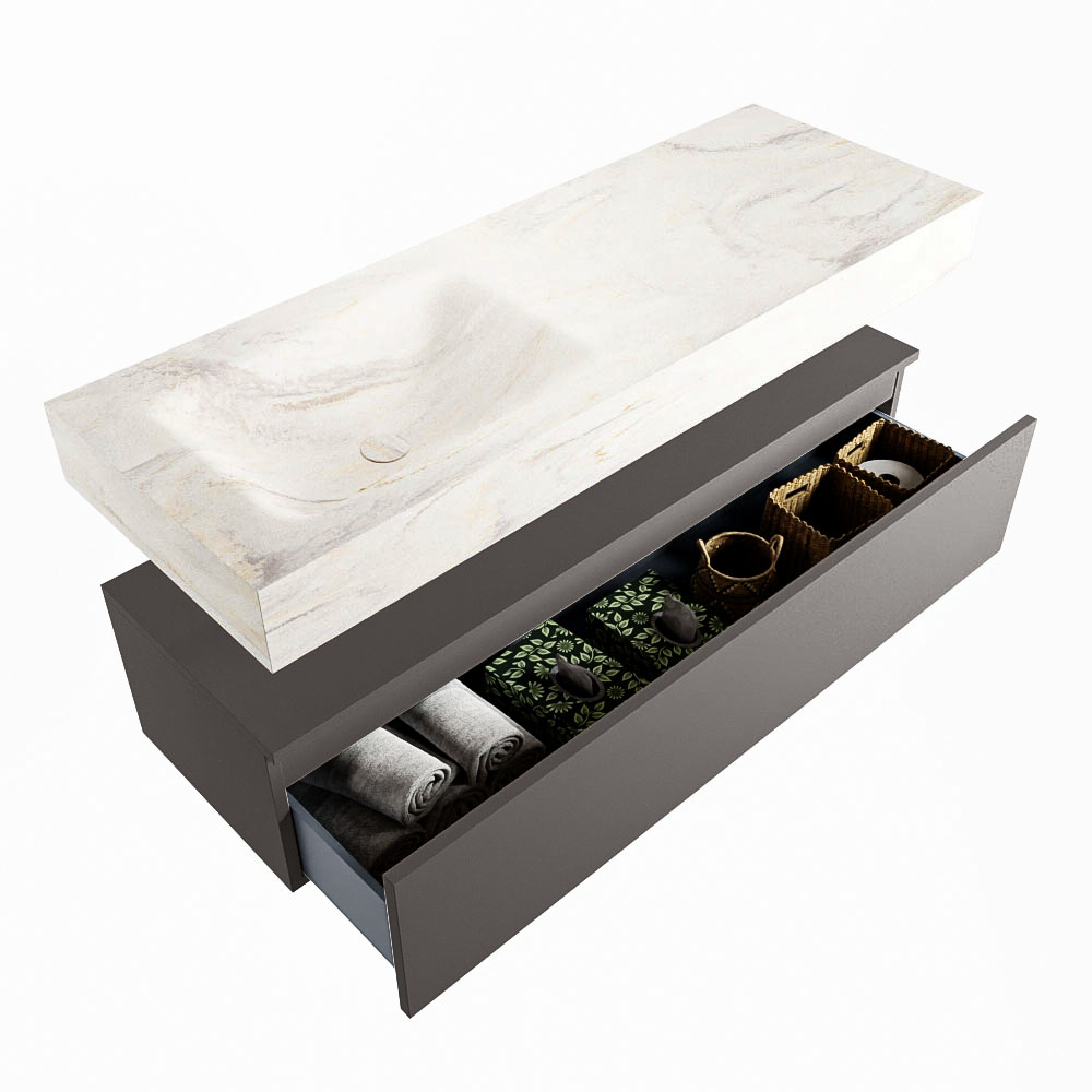 MONDIAZ ALAN-DLUX 130cm mueble de baño Dark Grey 1 cajón. Lavabo CLOUD Izquierda sin orificios color Ostra. 6 MONDIAZ ALAN-DLUX 130cm mueble de baño Dark Grey 1 cajón. Lavabo CLOUD Izquierda sin orificios color Ostra. - Imagen 6