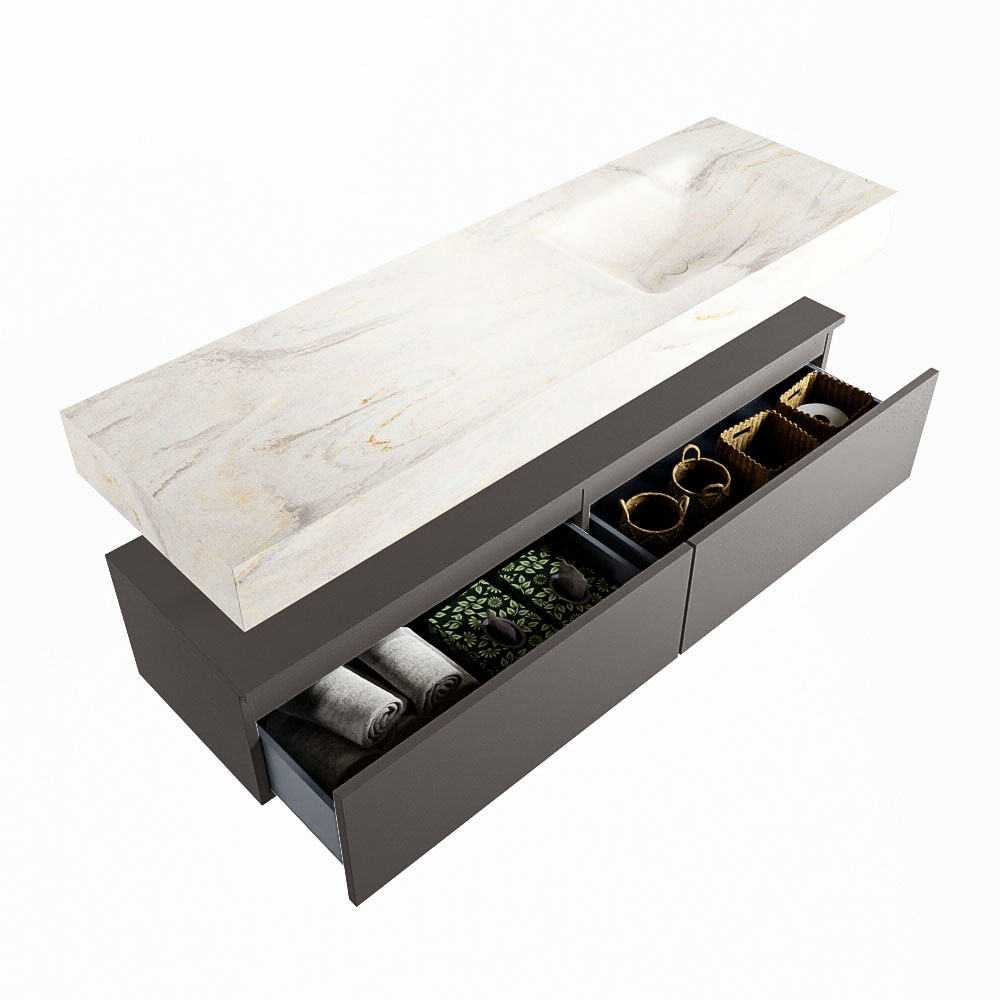 MONDIAZ ALAN-DLUX 150cm mueble de baño Dark Grey 2 cajones. Lavabo CLOUD Derecho 1 orificio color Ostra. 6 MONDIAZ ALAN-DLUX 150cm mueble de baño Dark Grey 2 cajones. Lavabo CLOUD Derecho 1 orificio color Ostra. - Imagen 6