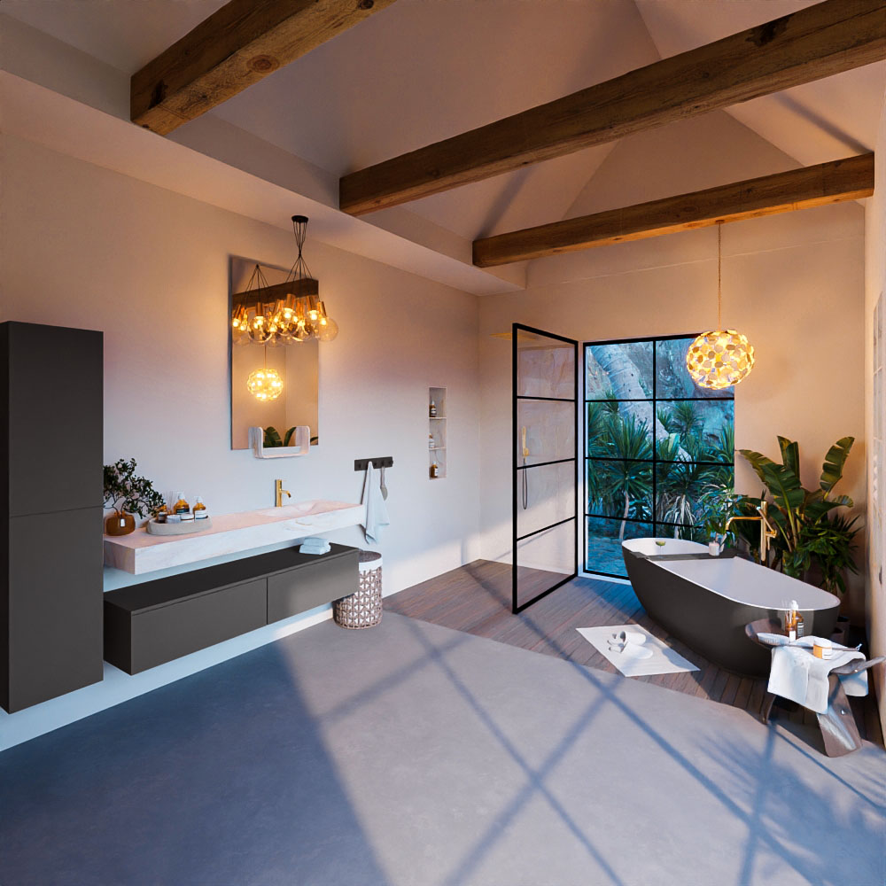 MONDIAZ ALAN-DLUX 150cm mueble de baño Dark Grey 2 cajones. Lavabo CLOUD Derecho 1 orificio color Ostra. 3 MONDIAZ ALAN-DLUX 150cm mueble de baño Dark Grey 2 cajones. Lavabo CLOUD Derecho 1 orificio color Ostra. - Imagen 3