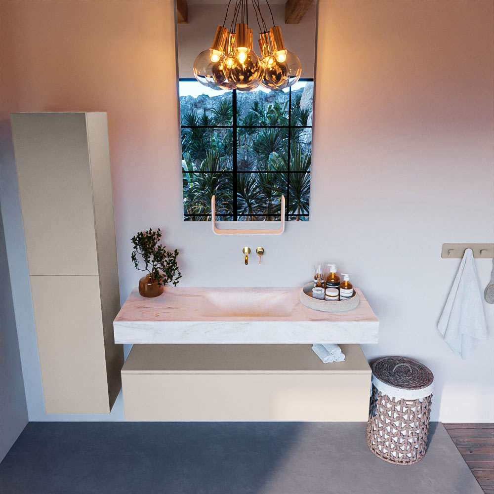 MONDIAZ ALAN-DLUX 130cm mueble de baño Linen 1 cajón. Lavabo CLOUD Centro sin orificios color Ostra. 2 MONDIAZ ALAN-DLUX 130cm mueble de baño Linen 1 cajón. Lavabo CLOUD Centro sin orificios color Ostra. - Imagen 2