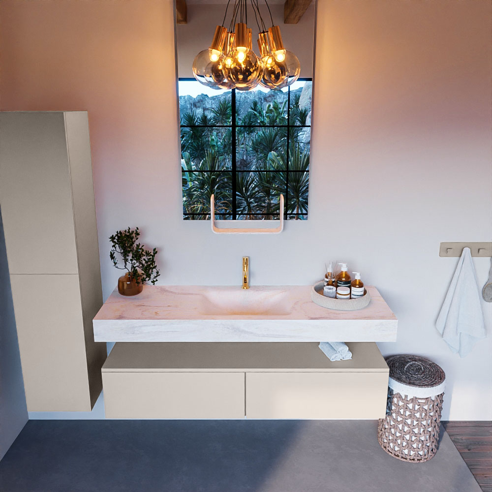 MONDIAZ ALAN-DLUX 150cm mueble de baño Linen 2 cajones. Lavabo CLOUD Centro 1 orificio color Ostra. 2 MONDIAZ ALAN-DLUX 150cm mueble de baño Linen 2 cajones. Lavabo CLOUD Centro 1 orificio color Ostra. - Imagen 2