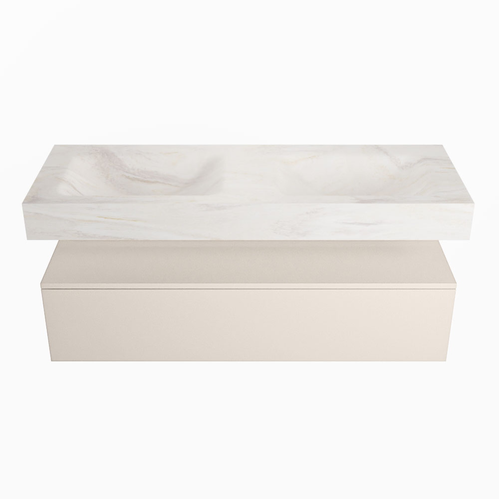 MONDIAZ ALAN-DLUX 130cm mueble de baño Linen 1 cajón. Lavabo CLOUD Doble sin orificios color Ostra. 4 MONDIAZ ALAN-DLUX 130cm mueble de baño Linen 1 cajón. Lavabo CLOUD Doble sin orificios color Ostra. - Imagen 4