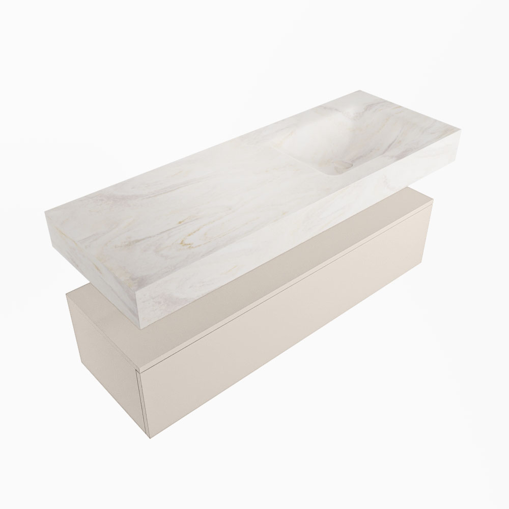 MONDIAZ ALAN-DLUX 130cm mueble de baño Linen 1 cajón. Lavabo CLOUD Derecho sin orificios color Ostra. 5 MONDIAZ ALAN-DLUX 130cm mueble de baño Linen 1 cajón. Lavabo CLOUD Derecho sin orificios color Ostra. - Imagen 5