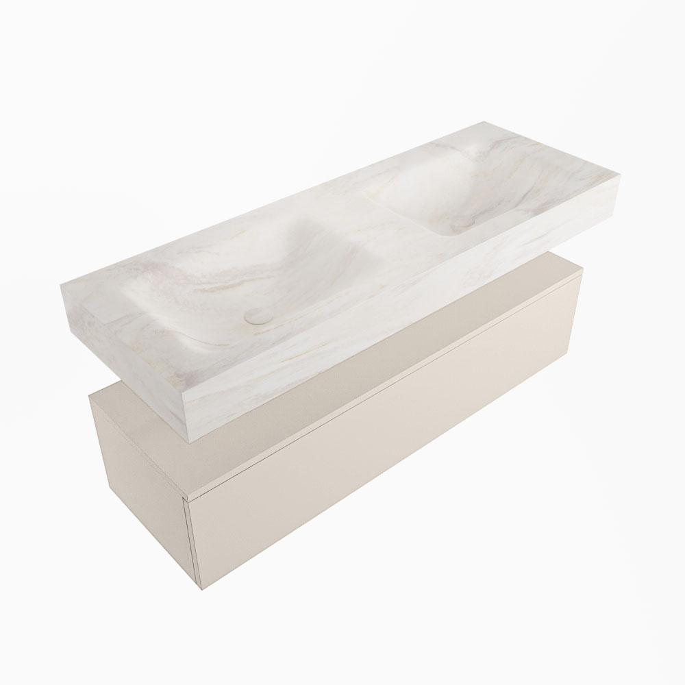 MONDIAZ ALAN-DLUX 130cm mueble de baño Linen 1 cajón. Lavabo CLOUD Doble sin orificios color Ostra. 5 MONDIAZ ALAN-DLUX 130cm mueble de baño Linen 1 cajón. Lavabo CLOUD Doble sin orificios color Ostra. - Imagen 5