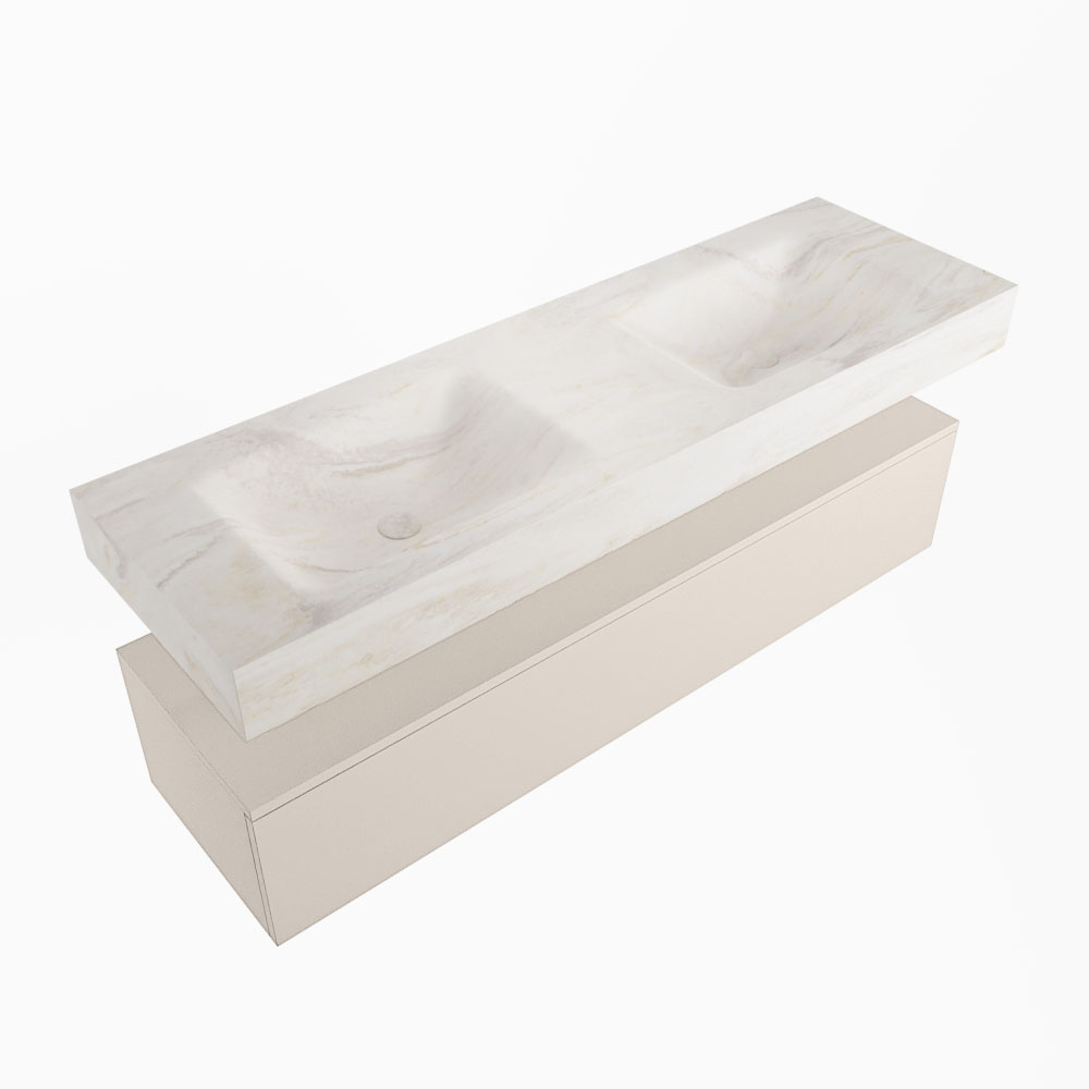 MONDIAZ ALAN-DLUX 150cm mueble de baño Linen 1 cajón. Lavabo CLOUD Doble sin orificios color Ostra. 5 MONDIAZ ALAN-DLUX 150cm mueble de baño Linen 1 cajón. Lavabo CLOUD Doble sin orificios color Ostra. - Imagen 5