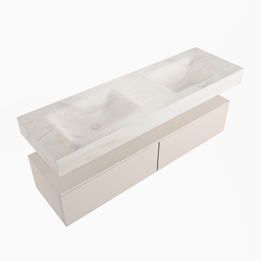 MONDIAZ ALAN-DLUX 150cm mueble de baño Linen 2 cajones. Lavabo CLOUD Doble 2 orificios color Ostra. 5 MONDIAZ ALAN-DLUX 150cm mueble de baño Linen 2 cajones. Lavabo CLOUD Doble 2 orificios color Ostra. - Imagen 5