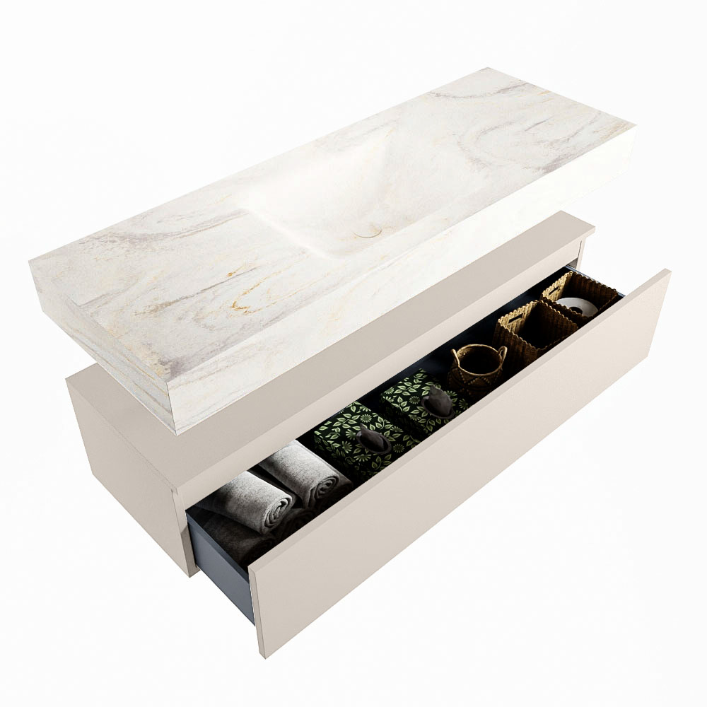 MONDIAZ ALAN-DLUX 130cm mueble de baño Linen 1 cajón. Lavabo CLOUD Centro sin orificios color Ostra. 6 MONDIAZ ALAN-DLUX 130cm mueble de baño Linen 1 cajón. Lavabo CLOUD Centro sin orificios color Ostra. - Imagen 6