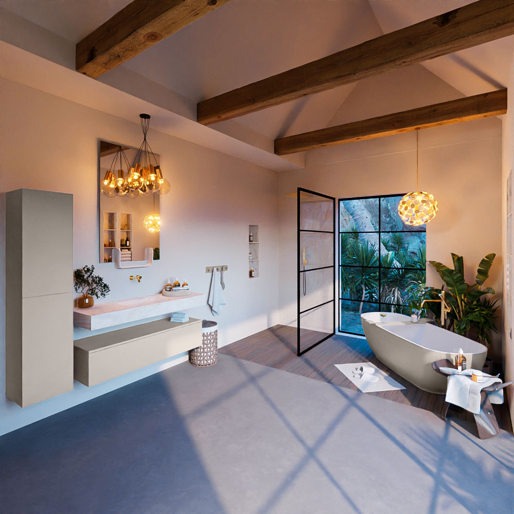 MONDIAZ ALAN-DLUX 130cm mueble de baño Linen 1 cajón. Lavabo CLOUD Centro sin orificios color Ostra. 3 MONDIAZ ALAN-DLUX 130cm mueble de baño Linen 1 cajón. Lavabo CLOUD Centro sin orificios color Ostra. - Imagen 3