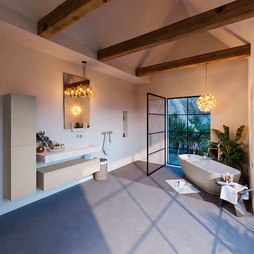MONDIAZ ALAN-DLUX 130cm mueble de baño Linen 1 cajón. Lavabo CLOUD Derecho sin orificios color Ostra. 3 MONDIAZ ALAN-DLUX 130cm mueble de baño Linen 1 cajón. Lavabo CLOUD Derecho sin orificios color Ostra. - Imagen 3