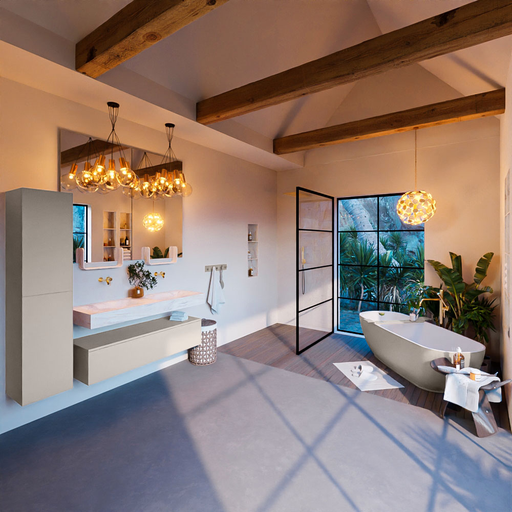 MONDIAZ ALAN-DLUX 130cm mueble de baño Linen 1 cajón. Lavabo CLOUD Doble sin orificios color Ostra. 3 MONDIAZ ALAN-DLUX 130cm mueble de baño Linen 1 cajón. Lavabo CLOUD Doble sin orificios color Ostra. - Imagen 3