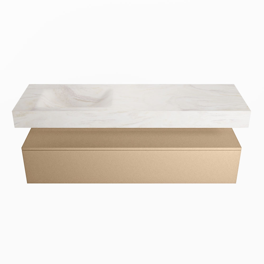 MONDIAZ ALAN-DLUX 150cm mueble de baño Oro 1 cajón. Lavabo CLOUD Izquierda sin orificios color Ostra. 4 MONDIAZ ALAN-DLUX 150cm mueble de baño Oro 1 cajón. Lavabo CLOUD Izquierda sin orificios color Ostra. - Imagen 4
