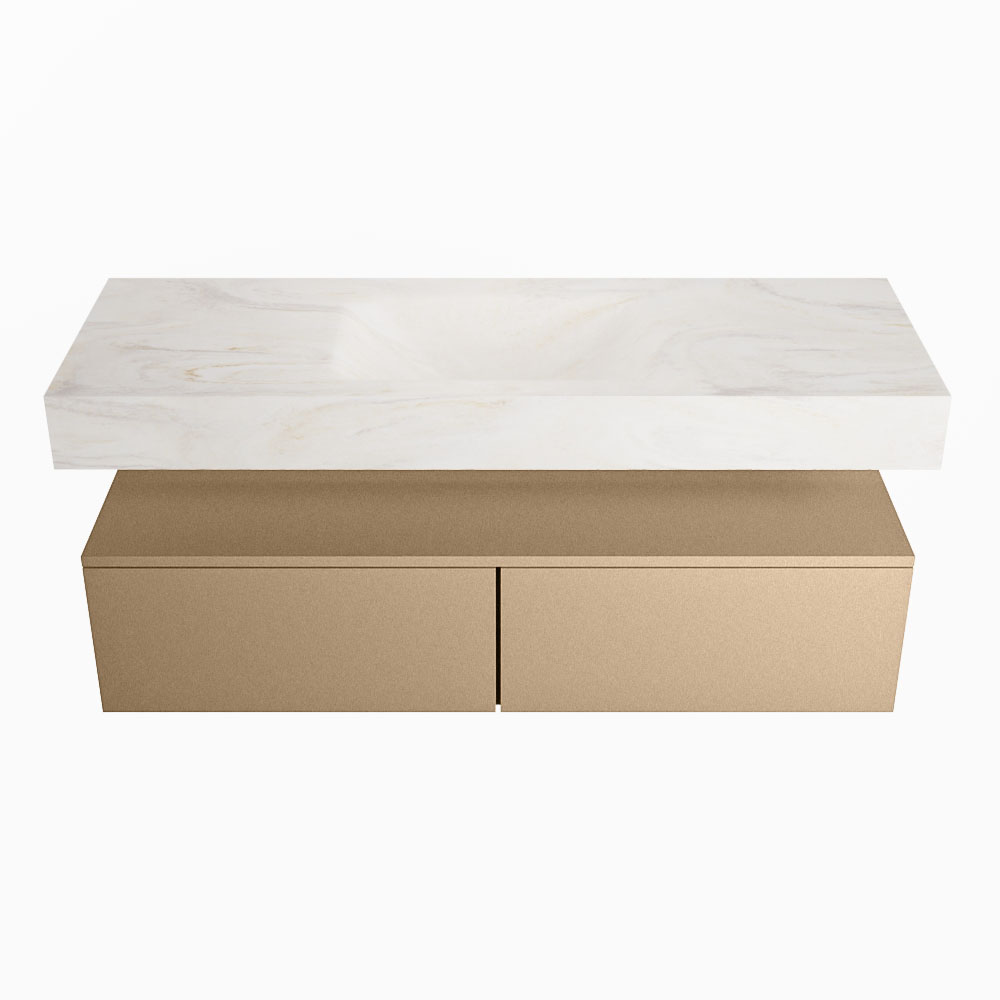 MONDIAZ ALAN-DLUX 130cm mueble de baño Oro 2 cajones. Lavabo CLOUD Centro 1 orificio color Ostra. 4 MONDIAZ ALAN-DLUX 130cm mueble de baño Oro 2 cajones. Lavabo CLOUD Centro 1 orificio color Ostra. - Imagen 4