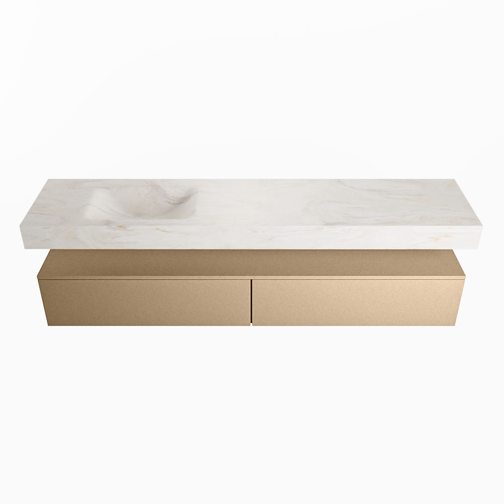 MONDIAZ ALAN-DLUX 200cm mueble de baño Oro 2 cajones. Lavabo CLOUD Izquierda 1 orificio color Ostra. 4 MONDIAZ ALAN-DLUX 200cm mueble de baño Oro 2 cajones. Lavabo CLOUD Izquierda 1 orificio color Ostra. - Imagen 4