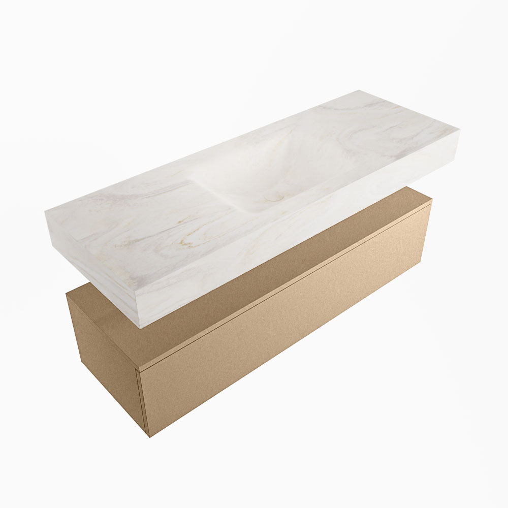 MONDIAZ ALAN-DLUX 130cm mueble de baño Oro 1 cajón. Lavabo CLOUD Centro sin orificios color Ostra. 5 MONDIAZ ALAN-DLUX 130cm mueble de baño Oro 1 cajón. Lavabo CLOUD Centro sin orificios color Ostra. - Imagen 5