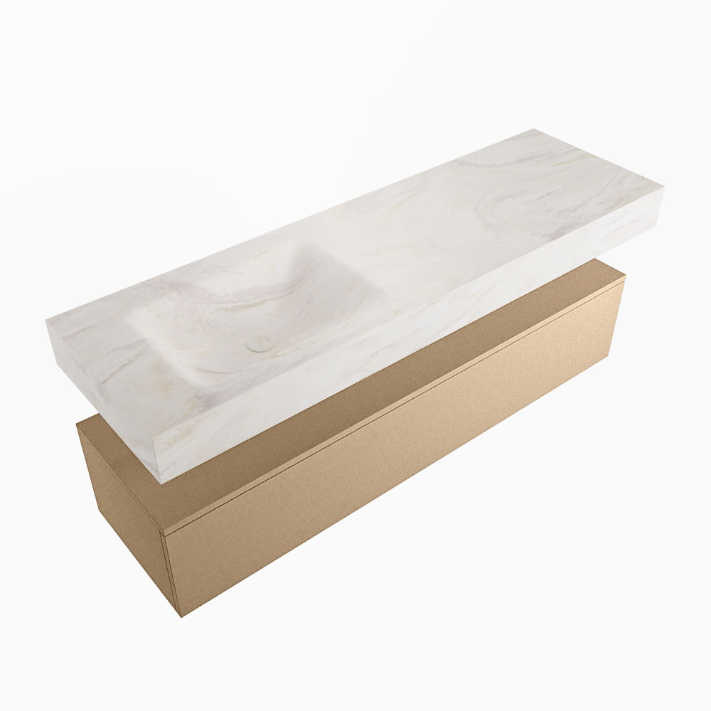 MONDIAZ ALAN-DLUX 150cm mueble de baño Oro 1 cajón. Lavabo CLOUD Izquierda sin orificios color Ostra. 5 MONDIAZ ALAN-DLUX 150cm mueble de baño Oro 1 cajón. Lavabo CLOUD Izquierda sin orificios color Ostra. - Imagen 5