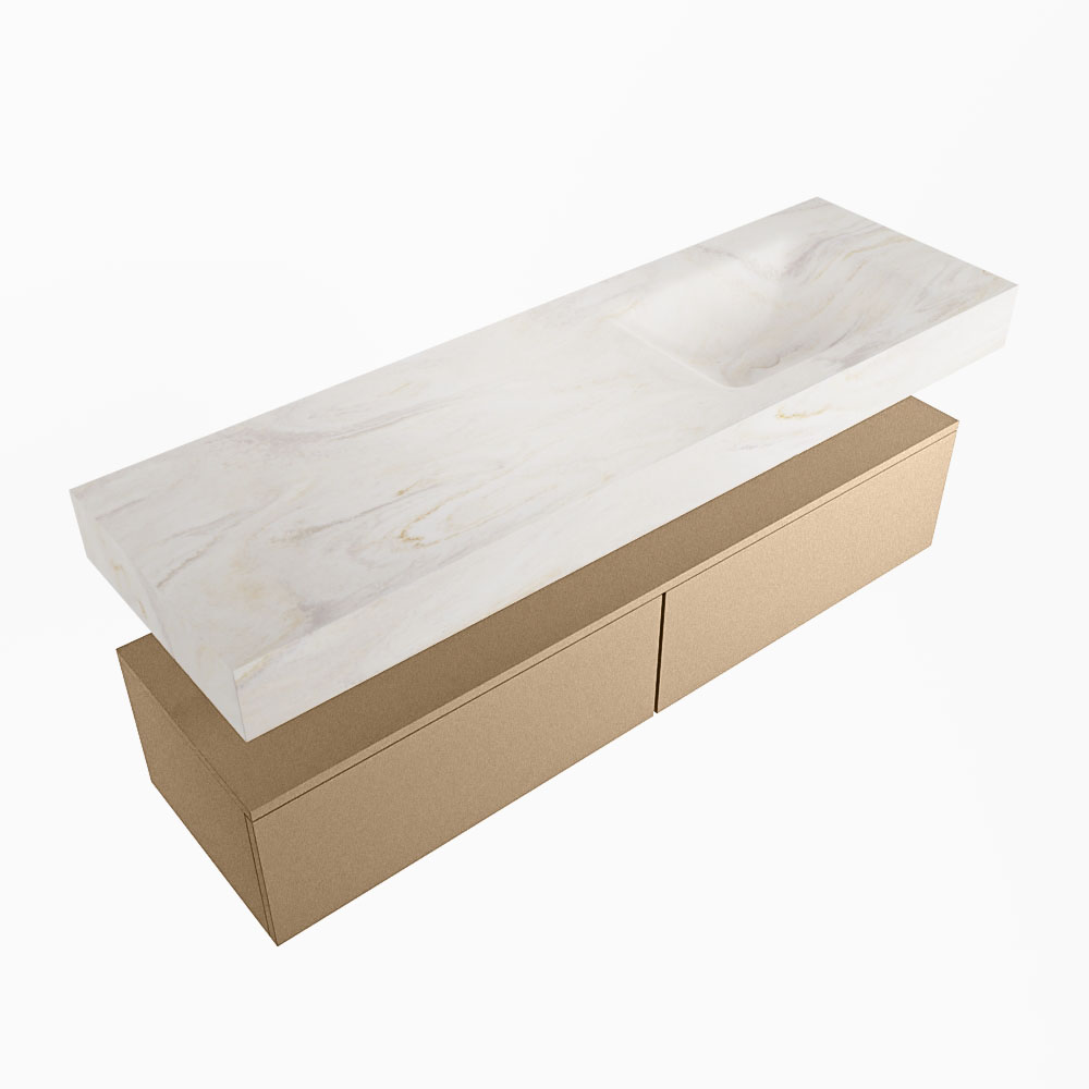 MONDIAZ ALAN-DLUX 150cm mueble de baño Oro 2 cajones. Lavabo CLOUD Derecho 1 orificio color Ostra. 5 MONDIAZ ALAN-DLUX 150cm mueble de baño Oro 2 cajones. Lavabo CLOUD Derecho 1 orificio color Ostra. - Imagen 5