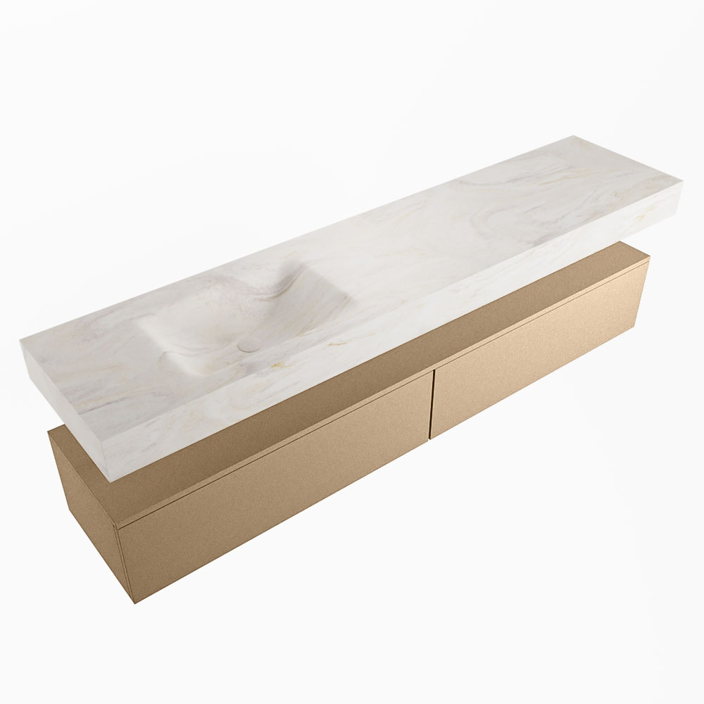 MONDIAZ ALAN-DLUX 200cm mueble de baño Oro 2 cajones. Lavabo CLOUD Izquierda 1 orificio color Ostra. 5 MONDIAZ ALAN-DLUX 200cm mueble de baño Oro 2 cajones. Lavabo CLOUD Izquierda 1 orificio color Ostra. - Imagen 5