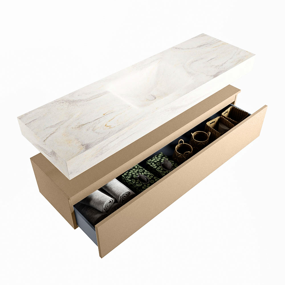 MONDIAZ ALAN-DLUX 150cm mueble de baño Oro 1 cajón. Lavabo CLOUD Centro 1 orificio color Ostra. 6 MONDIAZ ALAN-DLUX 150cm mueble de baño Oro 1 cajón. Lavabo CLOUD Centro 1 orificio color Ostra. - Imagen 6
