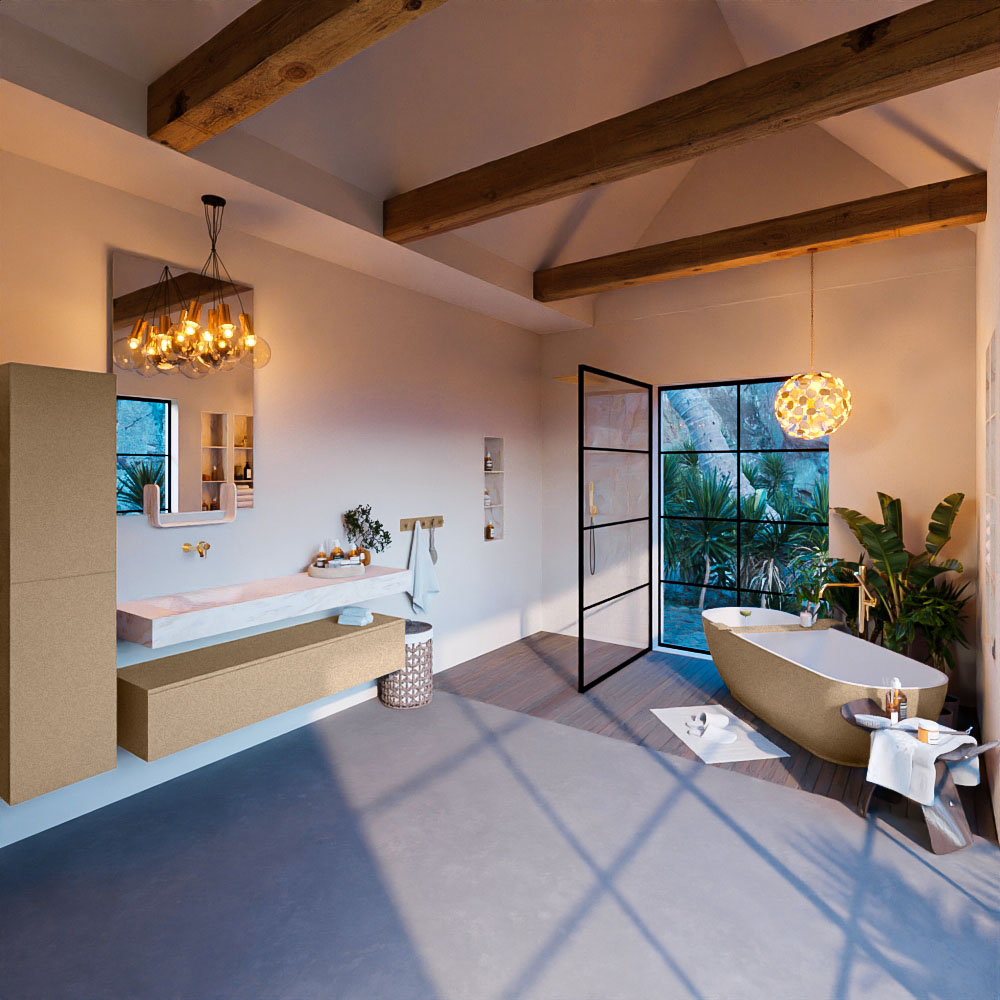 MONDIAZ ALAN-DLUX 150cm mueble de baño Oro 1 cajón. Lavabo CLOUD Izquierda sin orificios color Ostra. 3 MONDIAZ ALAN-DLUX 150cm mueble de baño Oro 1 cajón. Lavabo CLOUD Izquierda sin orificios color Ostra. - Imagen 3