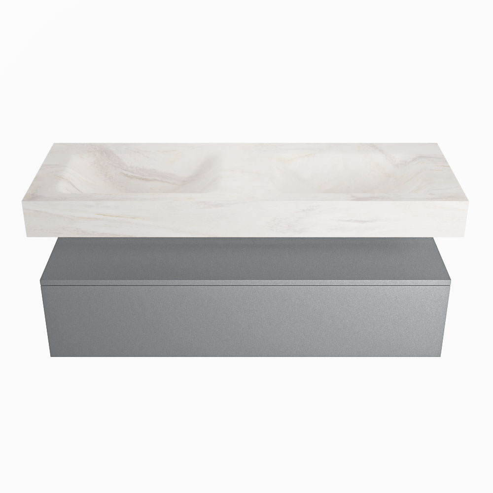 MONDIAZ ALAN-DLUX 130cm mueble de baño Plata 1 cajón. Lavabo CLOUD Doble sin orificios color Ostra. 4 MONDIAZ ALAN-DLUX 130cm mueble de baño Plata 1 cajón. Lavabo CLOUD Doble sin orificios color Ostra. - Imagen 4