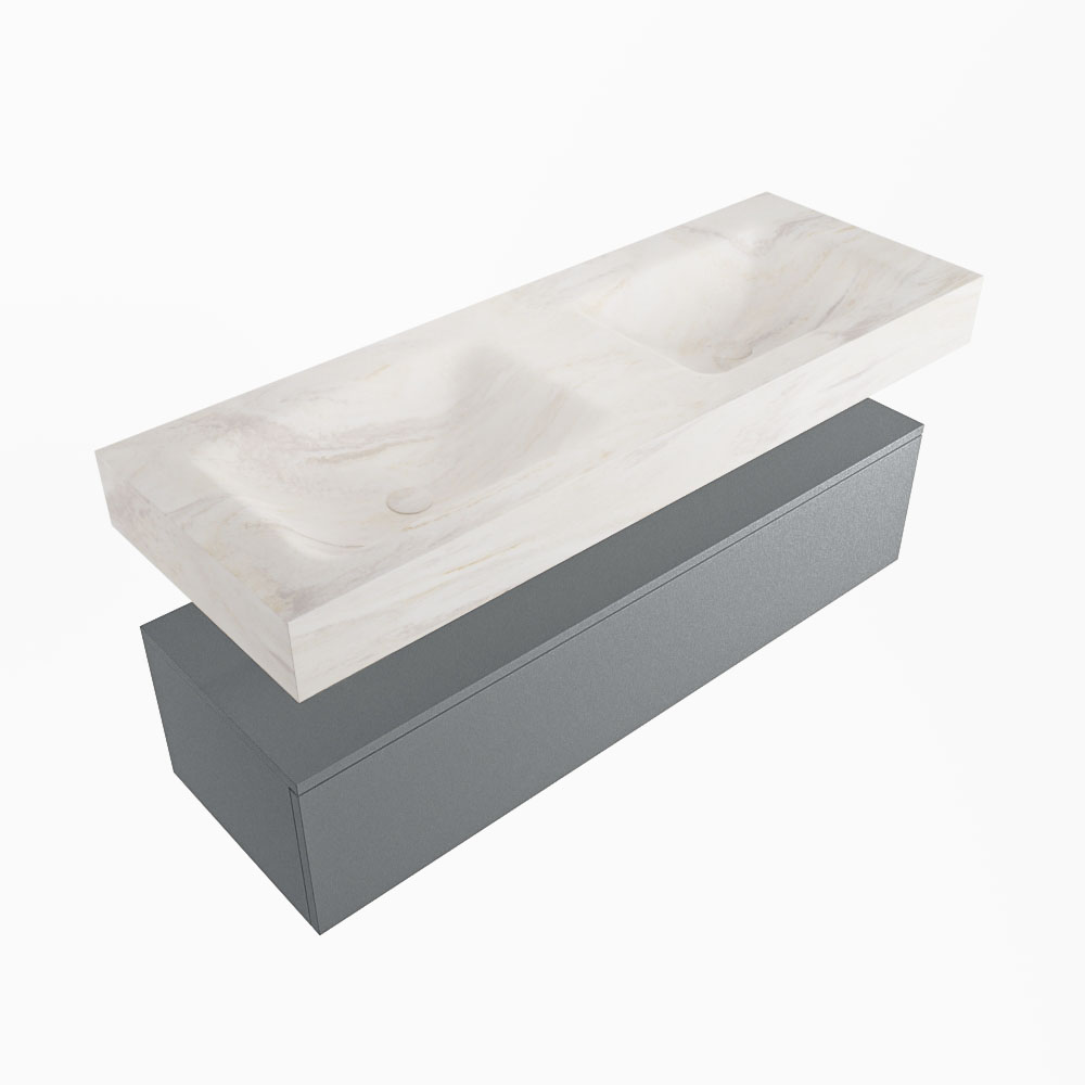 MONDIAZ ALAN-DLUX 130cm mueble de baño Plata 1 cajón. Lavabo CLOUD Doble sin orificios color Ostra. 5 MONDIAZ ALAN-DLUX 130cm mueble de baño Plata 1 cajón. Lavabo CLOUD Doble sin orificios color Ostra. - Imagen 5