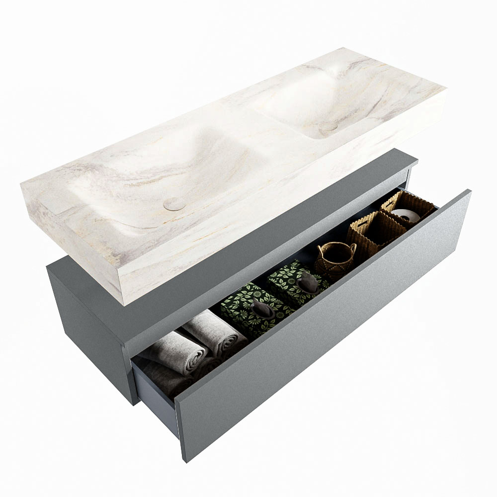 MONDIAZ ALAN-DLUX 130cm mueble de baño Plata 1 cajón. Lavabo CLOUD Doble sin orificios color Ostra. 6 MONDIAZ ALAN-DLUX 130cm mueble de baño Plata 1 cajón. Lavabo CLOUD Doble sin orificios color Ostra. - Imagen 6