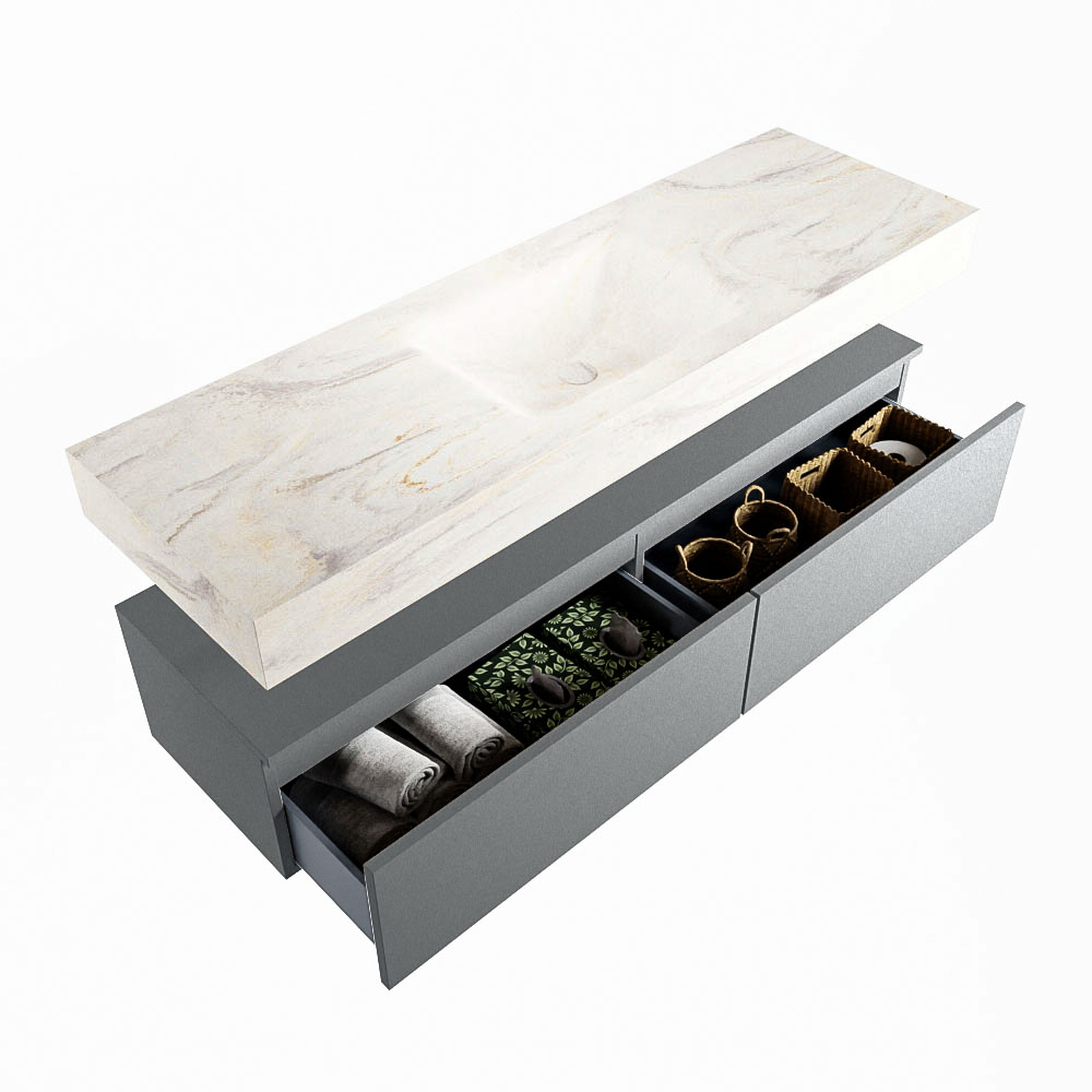 MONDIAZ ALAN-DLUX 150cm mueble de baño Plata 2 cajones. Lavabo CLOUD Centro 1 orificio color Ostra. 6 MONDIAZ ALAN-DLUX 150cm mueble de baño Plata 2 cajones. Lavabo CLOUD Centro 1 orificio color Ostra. - Imagen 6