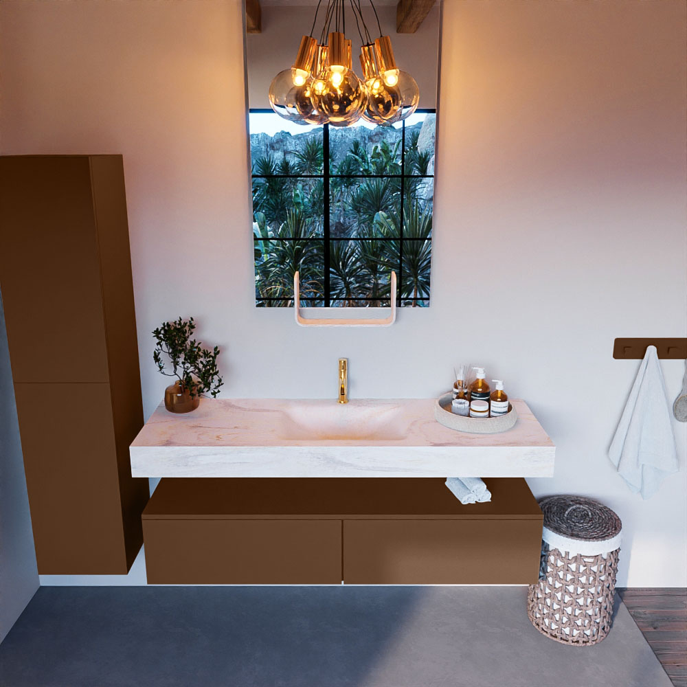 MONDIAZ ALAN-DLUX 150cm mueble de baño Rust 2 cajones. Lavabo CLOUD Centro 1 orificio color Ostra. 2 MONDIAZ ALAN-DLUX 150cm mueble de baño Rust 2 cajones. Lavabo CLOUD Centro 1 orificio color Ostra. - Imagen 2