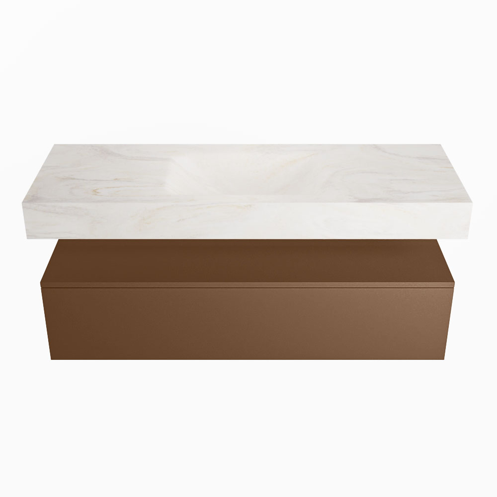 MONDIAZ ALAN-DLUX 130cm mueble de baño Rust 1 cajón. Lavabo CLOUD Centro sin orificios color Ostra. 4 MONDIAZ ALAN-DLUX 130cm mueble de baño Rust 1 cajón. Lavabo CLOUD Centro sin orificios color Ostra. - Imagen 4