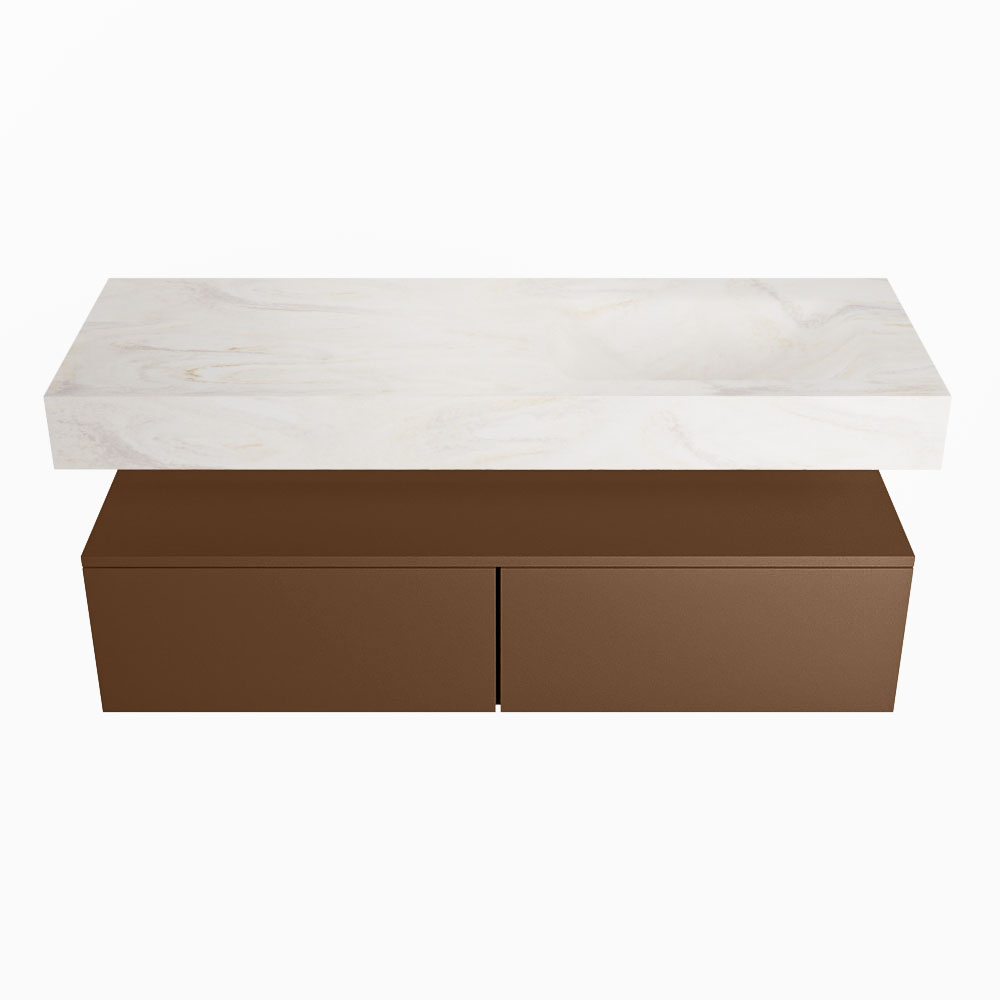 MONDIAZ ALAN-DLUX 130cm mueble de baño Rust 2 cajones. Lavabo CLOUD Derecho sin orificios color Ostra. 4 MONDIAZ ALAN-DLUX 130cm mueble de baño Rust 2 cajones. Lavabo CLOUD Derecho sin orificios color Ostra. - Imagen 4
