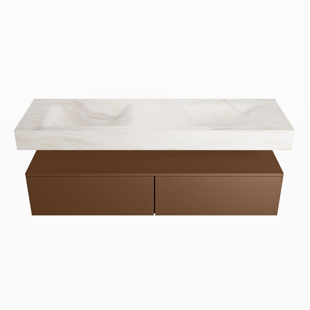MONDIAZ ALAN-DLUX 150cm mueble de baño Rust 2 cajones. Lavabo CLOUD Doble sin orificios color Ostra. 4 MONDIAZ ALAN-DLUX 150cm mueble de baño Rust 2 cajones. Lavabo CLOUD Doble sin orificios color Ostra. - Imagen 4