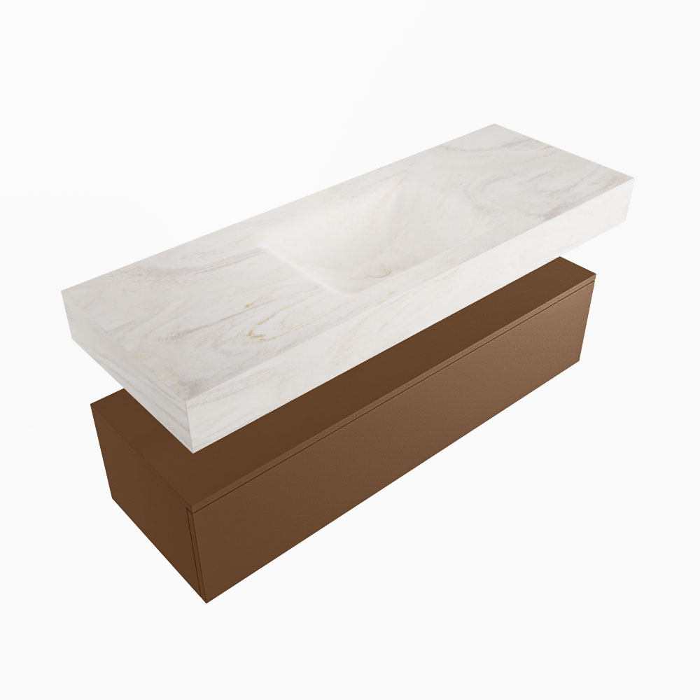 MONDIAZ ALAN-DLUX 130cm mueble de baño Rust 1 cajón. Lavabo CLOUD Centro sin orificios color Ostra. 5 MONDIAZ ALAN-DLUX 130cm mueble de baño Rust 1 cajón. Lavabo CLOUD Centro sin orificios color Ostra. - Imagen 5