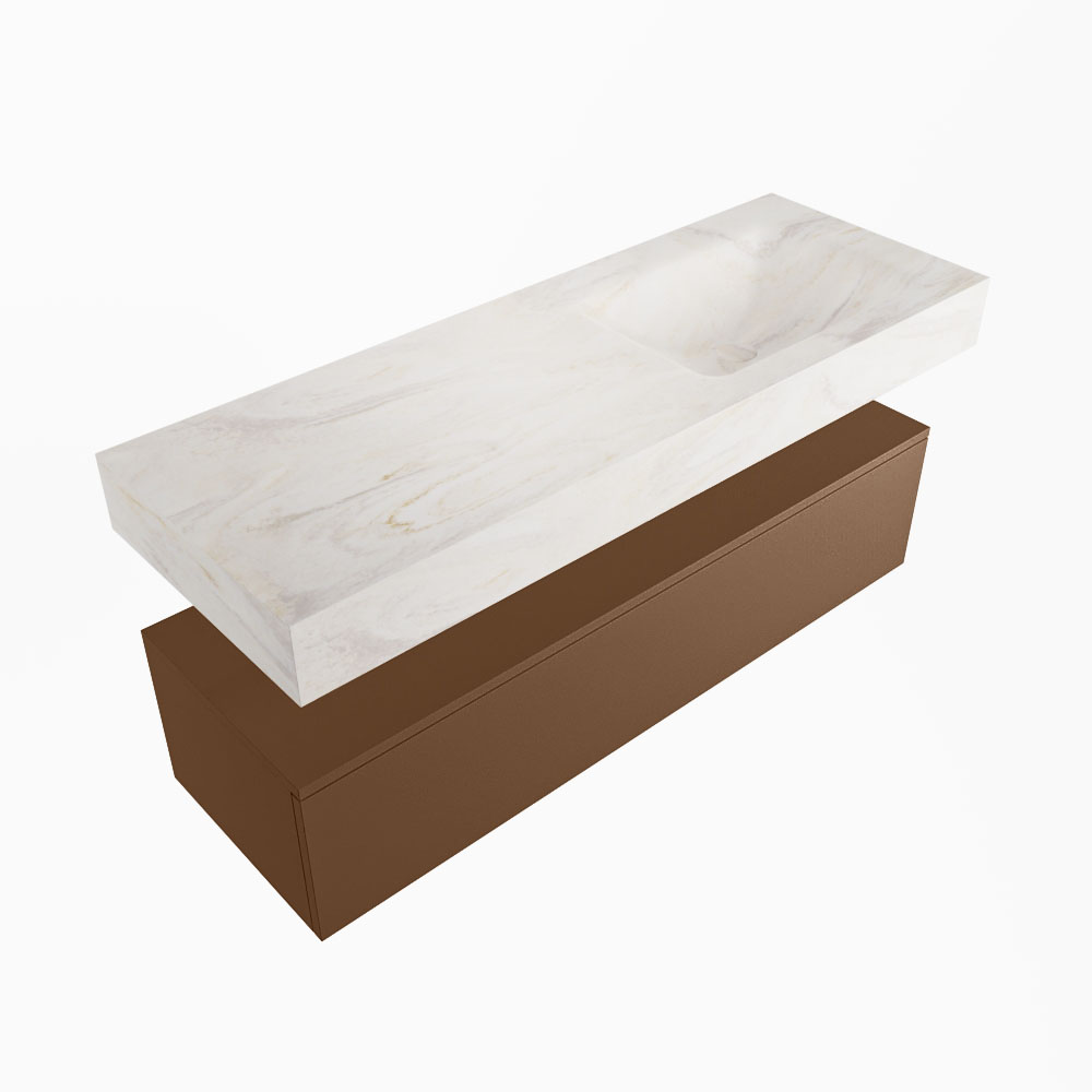 MONDIAZ ALAN-DLUX 130cm mueble de baño Rust 1 cajón. Lavabo CLOUD Derecho sin orificios color Ostra. 5 MONDIAZ ALAN-DLUX 130cm mueble de baño Rust 1 cajón. Lavabo CLOUD Derecho sin orificios color Ostra. - Imagen 5