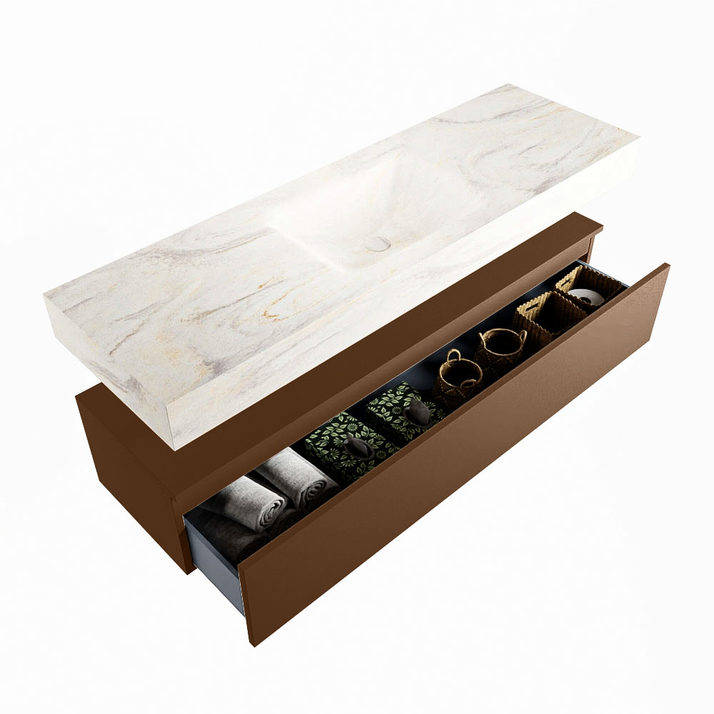 MONDIAZ ALAN-DLUX 150cm mueble de baño Rust 1 cajón. Lavabo CLOUD Centro sin orificios color Ostra. 6 MONDIAZ ALAN-DLUX 150cm mueble de baño Rust 1 cajón. Lavabo CLOUD Centro sin orificios color Ostra. - Imagen 6