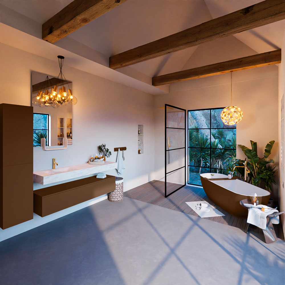 MONDIAZ ALAN-DLUX 150cm mueble de baño Rust 1 cajón. Lavabo CLOUD Izquierda 1 orificio color Ostra. 3 MONDIAZ ALAN-DLUX 150cm mueble de baño Rust 1 cajón. Lavabo CLOUD Izquierda 1 orificio color Ostra. - Imagen 3