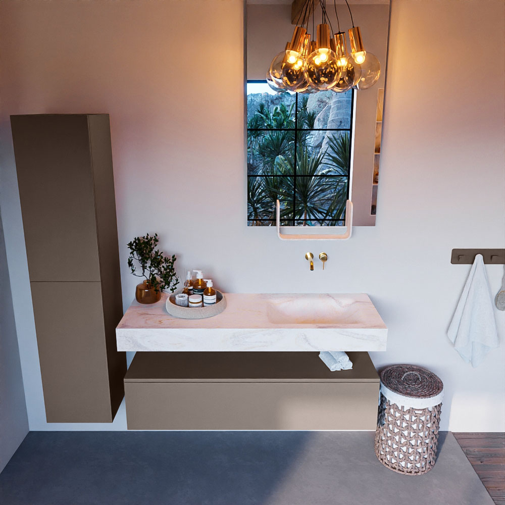 MONDIAZ ALAN-DLUX 130cm mueble de baño Smoke 1 cajón. Lavabo CLOUD Derecho sin orificios color Ostra. 2 MONDIAZ ALAN-DLUX 130cm mueble de baño Smoke 1 cajón. Lavabo CLOUD Derecho sin orificios color Ostra. - Imagen 2