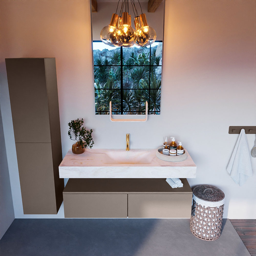 MONDIAZ ALAN-DLUX 130cm mueble de baño Smoke 2 cajones. Lavabo CLOUD Centro 1 orificio color Ostra. 2 MONDIAZ ALAN-DLUX 130cm mueble de baño Smoke 2 cajones. Lavabo CLOUD Centro 1 orificio color Ostra. - Imagen 2