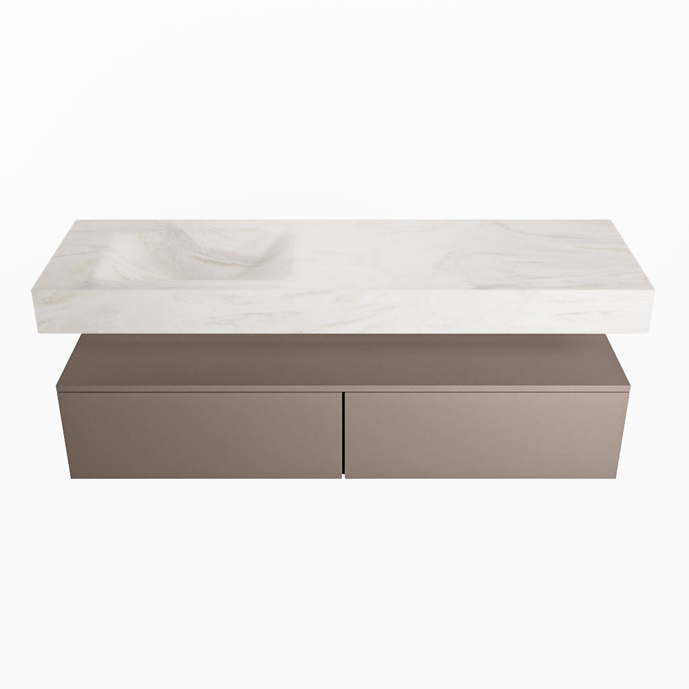 MONDIAZ ALAN-DLUX 150cm mueble de baño Smoke 2 cajones. Lavabo CLOUD Izquierda 1 orificio color Ostra. 4 MONDIAZ ALAN-DLUX 150cm mueble de baño Smoke 2 cajones. Lavabo CLOUD Izquierda 1 orificio color Ostra. - Imagen 4