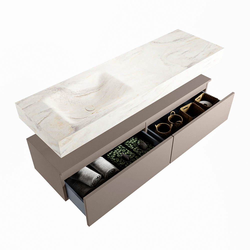 MONDIAZ ALAN-DLUX 150cm mueble de baño Smoke 2 cajones. Lavabo CLOUD Izquierda 1 orificio color Ostra. 6 MONDIAZ ALAN-DLUX 150cm mueble de baño Smoke 2 cajones. Lavabo CLOUD Izquierda 1 orificio color Ostra. - Imagen 6