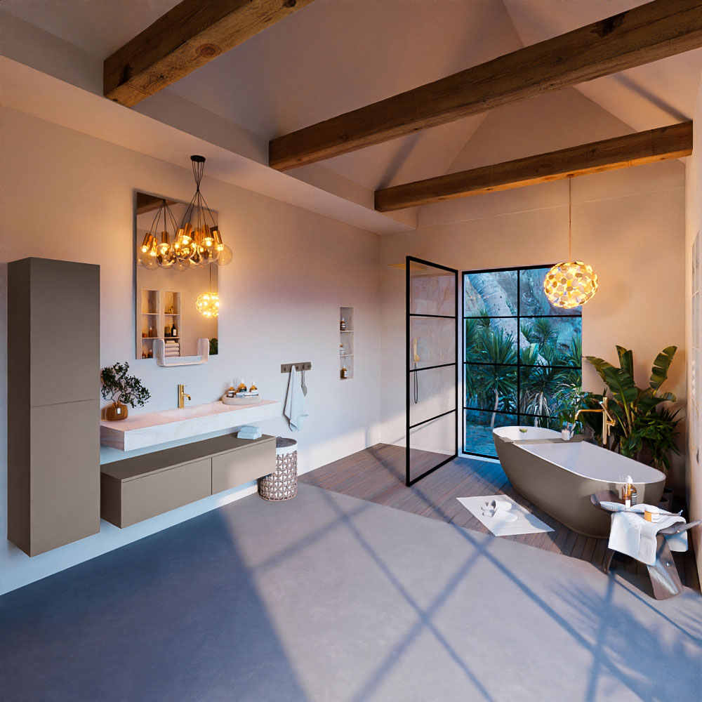 MONDIAZ ALAN-DLUX 130cm mueble de baño Smoke 2 cajones. Lavabo CLOUD Centro 1 orificio color Ostra. 3 MONDIAZ ALAN-DLUX 130cm mueble de baño Smoke 2 cajones. Lavabo CLOUD Centro 1 orificio color Ostra. - Imagen 3
