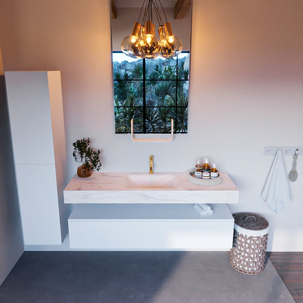 MONDIAZ ALAN-DLUX 150cm mueble de baño Talc 1 cajón. Lavabo CLOUD Centro 1 orificio color Ostra. 2 MONDIAZ ALAN-DLUX 150cm mueble de baño Talc 1 cajón. Lavabo CLOUD Centro 1 orificio color Ostra. - Imagen 2