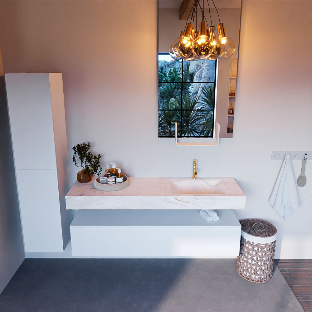 MONDIAZ ALAN-DLUX 150cm mueble de baño Talc 1 cajón. Lavabo CLOUD Derecho 1 orificio color Ostra. 2 MONDIAZ ALAN-DLUX 150cm mueble de baño Talc 1 cajón. Lavabo CLOUD Derecho 1 orificio color Ostra. - Imagen 2