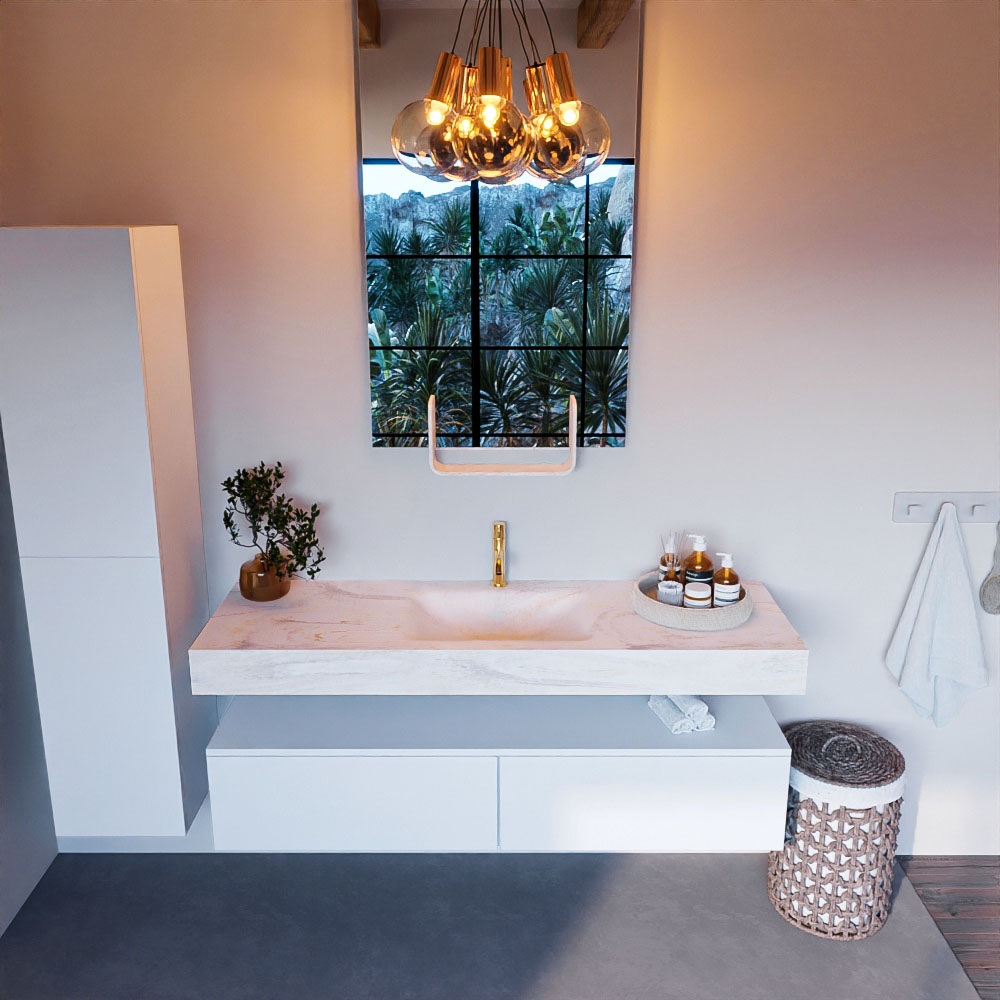 MONDIAZ ALAN-DLUX 150cm mueble de baño Talc 2 cajones. Lavabo CLOUD Centro 1 orificio color Ostra. 2 MONDIAZ ALAN-DLUX 150cm mueble de baño Talc 2 cajones. Lavabo CLOUD Centro 1 orificio color Ostra. - Imagen 2