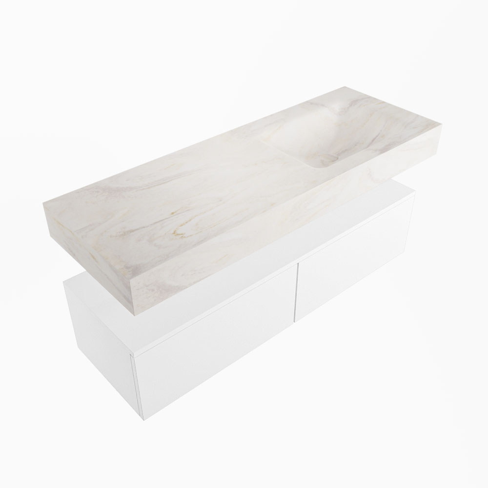 MONDIAZ ALAN-DLUX 130cm mueble de baño Talc 2 cajones. Lavabo CLOUD Derecho sin orificios color Ostra. 5 MONDIAZ ALAN-DLUX 130cm mueble de baño Talc 2 cajones. Lavabo CLOUD Derecho sin orificios color Ostra. - Imagen 5