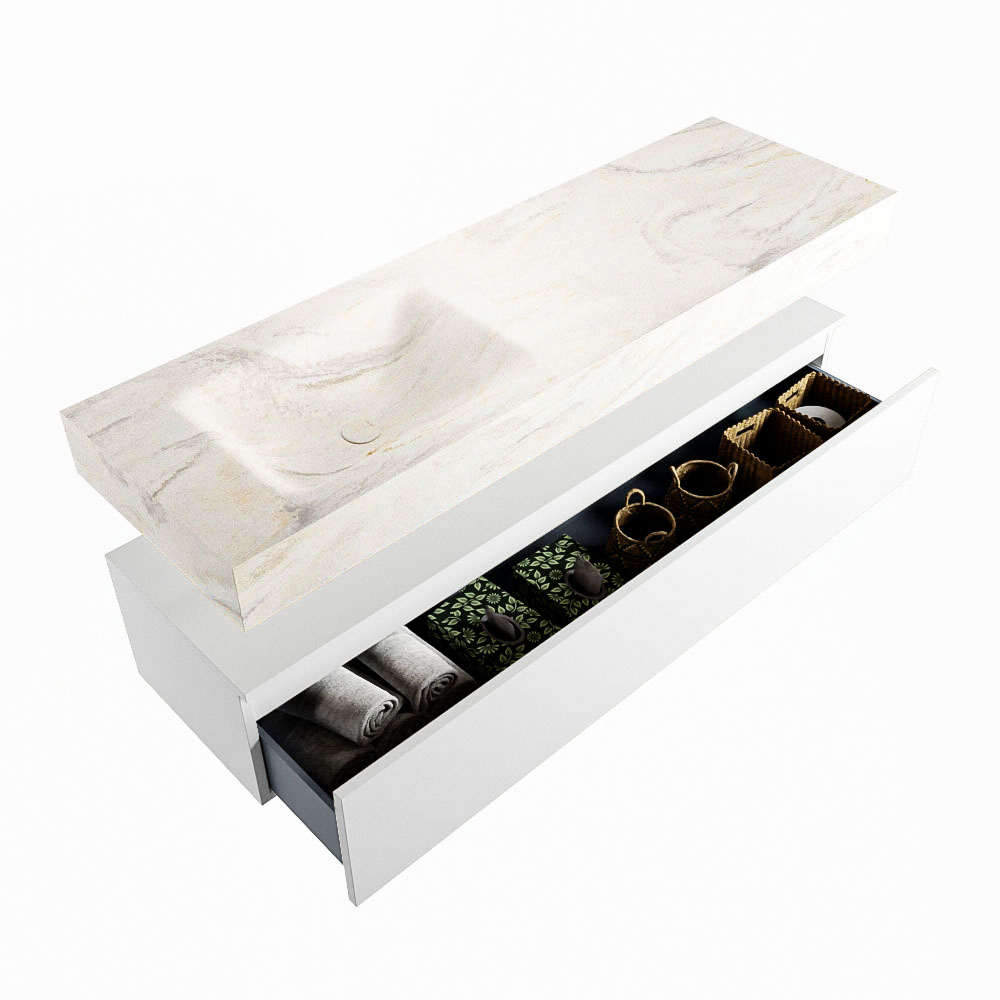 MONDIAZ ALAN-DLUX 150cm mueble de baño Talc 1 cajón. Lavabo CLOUD Izquierda sin orificios color Ostra. 6 MONDIAZ ALAN-DLUX 150cm mueble de baño Talc 1 cajón. Lavabo CLOUD Izquierda sin orificios color Ostra. - Imagen 6