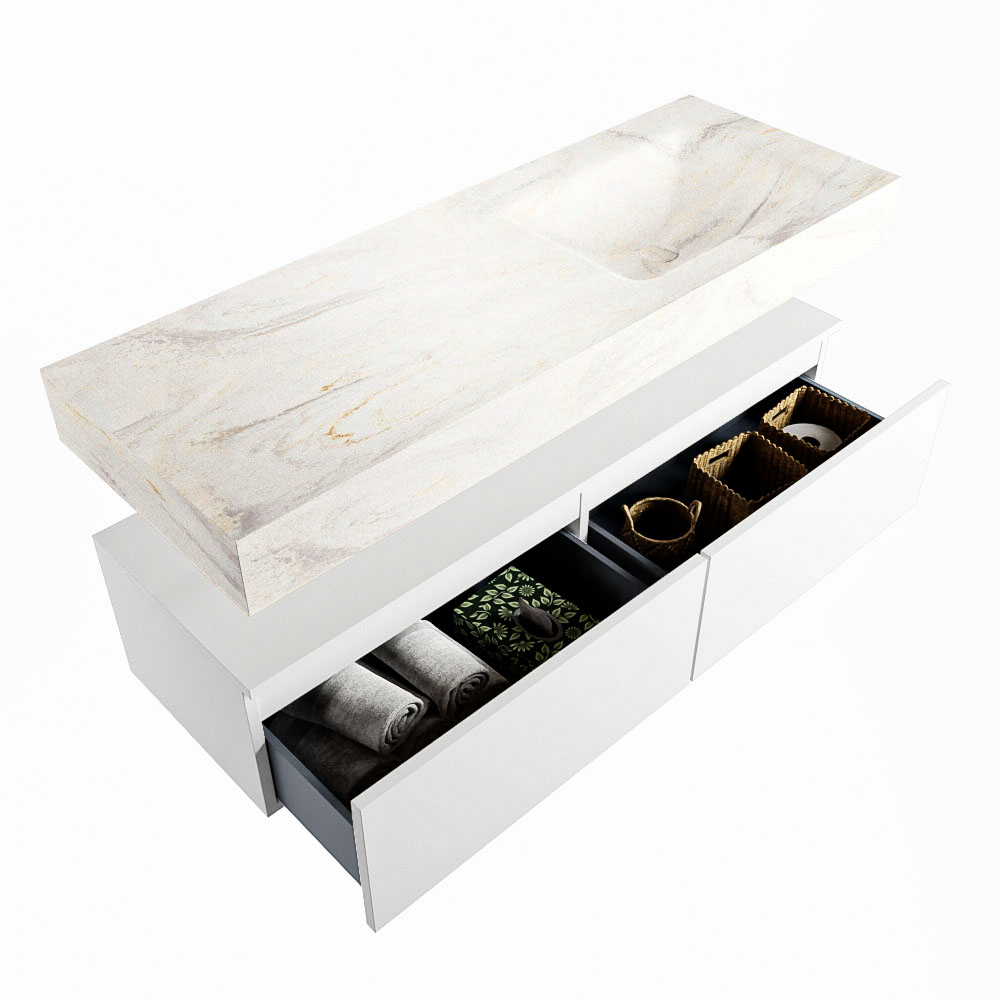 MONDIAZ ALAN-DLUX 130cm mueble de baño Talc 2 cajones. Lavabo CLOUD Derecho sin orificios color Ostra. 6 MONDIAZ ALAN-DLUX 130cm mueble de baño Talc 2 cajones. Lavabo CLOUD Derecho sin orificios color Ostra. - Imagen 6